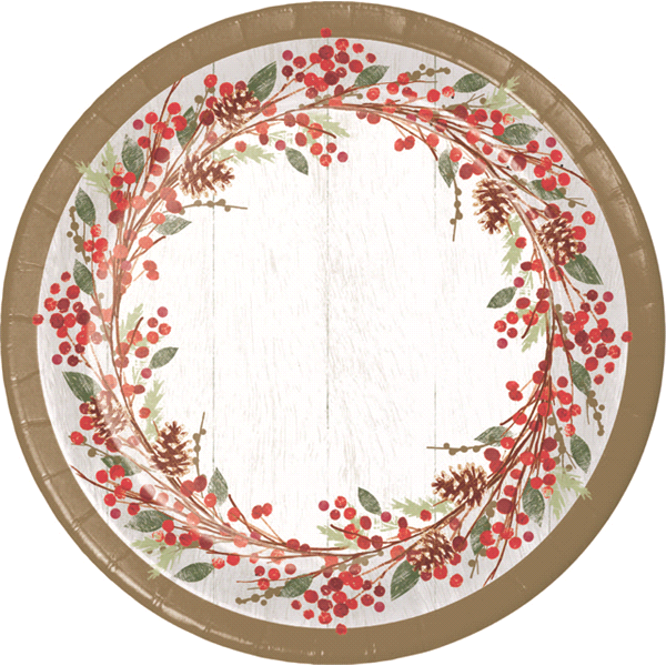 slide 1 of 1, Creative Converting Winter's Wreath Gold Banquet Plates, 1 ct