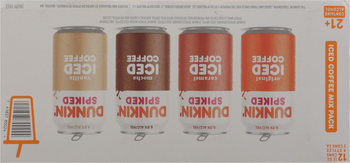 slide 11 of 12, Dunkin' Spiked Assorted Iced Coffee Mix Pack 12 - 12 oz Cans, 12 ct; 12 oz