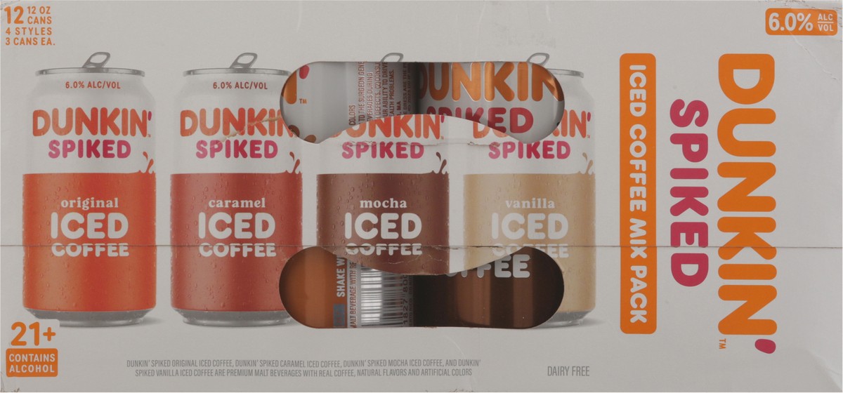slide 8 of 12, Dunkin' Spiked Assorted Iced Coffee Mix Pack 12 - 12 oz Cans, 12 ct; 12 oz