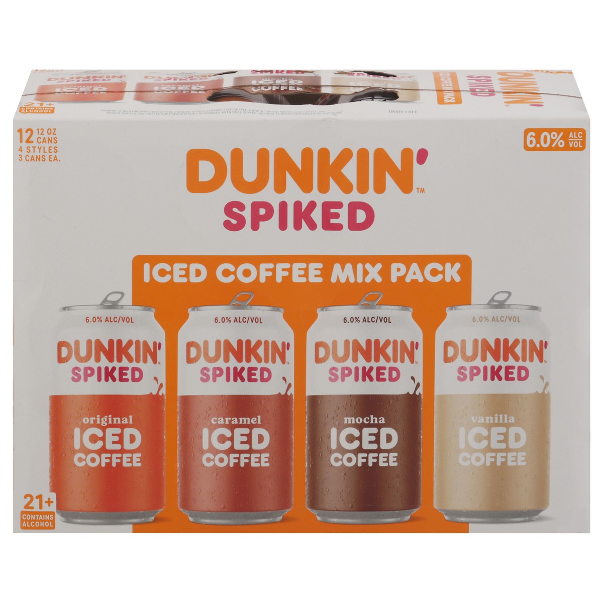 slide 10 of 12, Dunkin' Spiked Assorted Iced Coffee Mix Pack 12 - 12 oz Cans, 12 ct; 12 oz