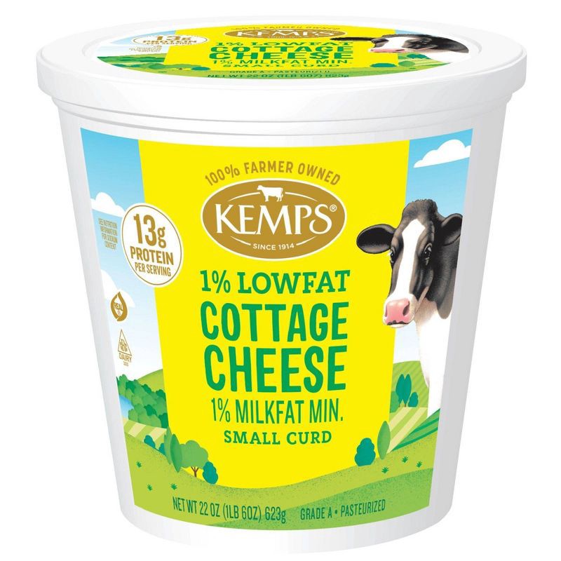 slide 1 of 6, Kemps 1% Cottage Cheese - 22oz, 22 oz