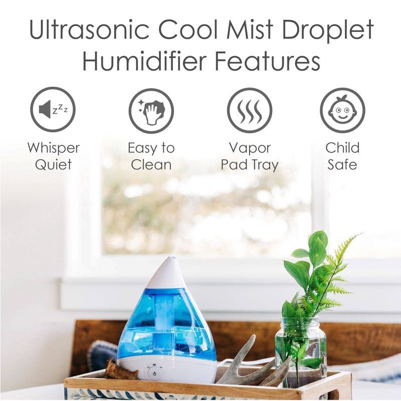 slide 3 of 10, Crane Droplet Ultrasonic Cool Mist Humidifier - Blue/White, 1 ct