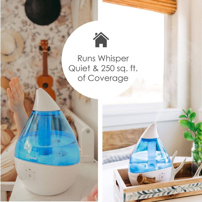 slide 5 of 10, Crane Droplet Ultrasonic Cool Mist Humidifier - Blue/White, 1 ct