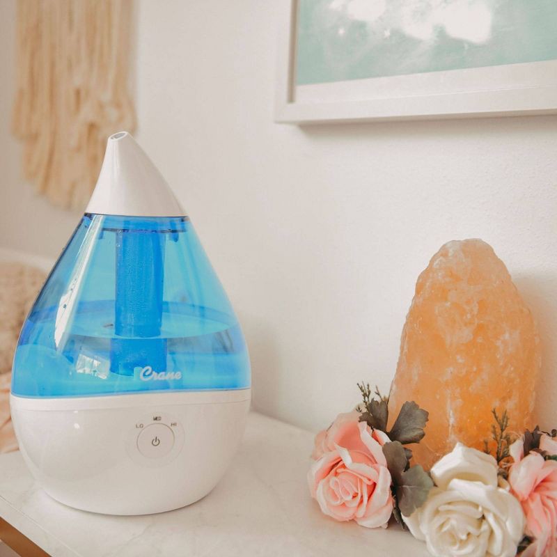 slide 7 of 10, Crane Droplet Ultrasonic Cool Mist Humidifier - Blue/White, 1 ct