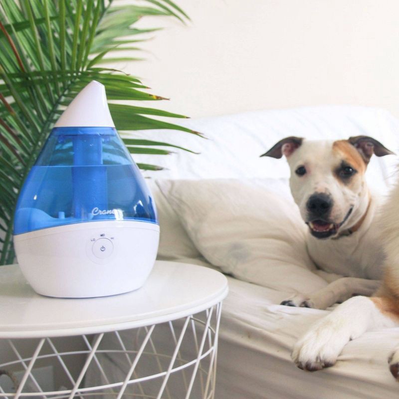 slide 9 of 10, Crane Droplet Ultrasonic Cool Mist Humidifier - Blue/White, 1 ct