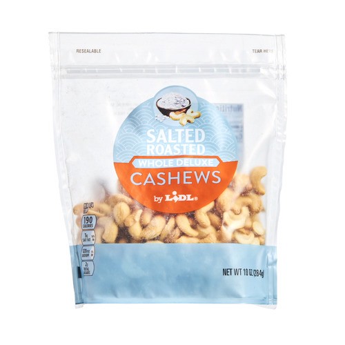 slide 1 of 1, whole deluxe cashews, salted roasted, 10 oz