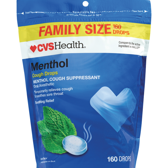 slide 1 of 1, CVS Health Menthol Cough Drops, 160 ct