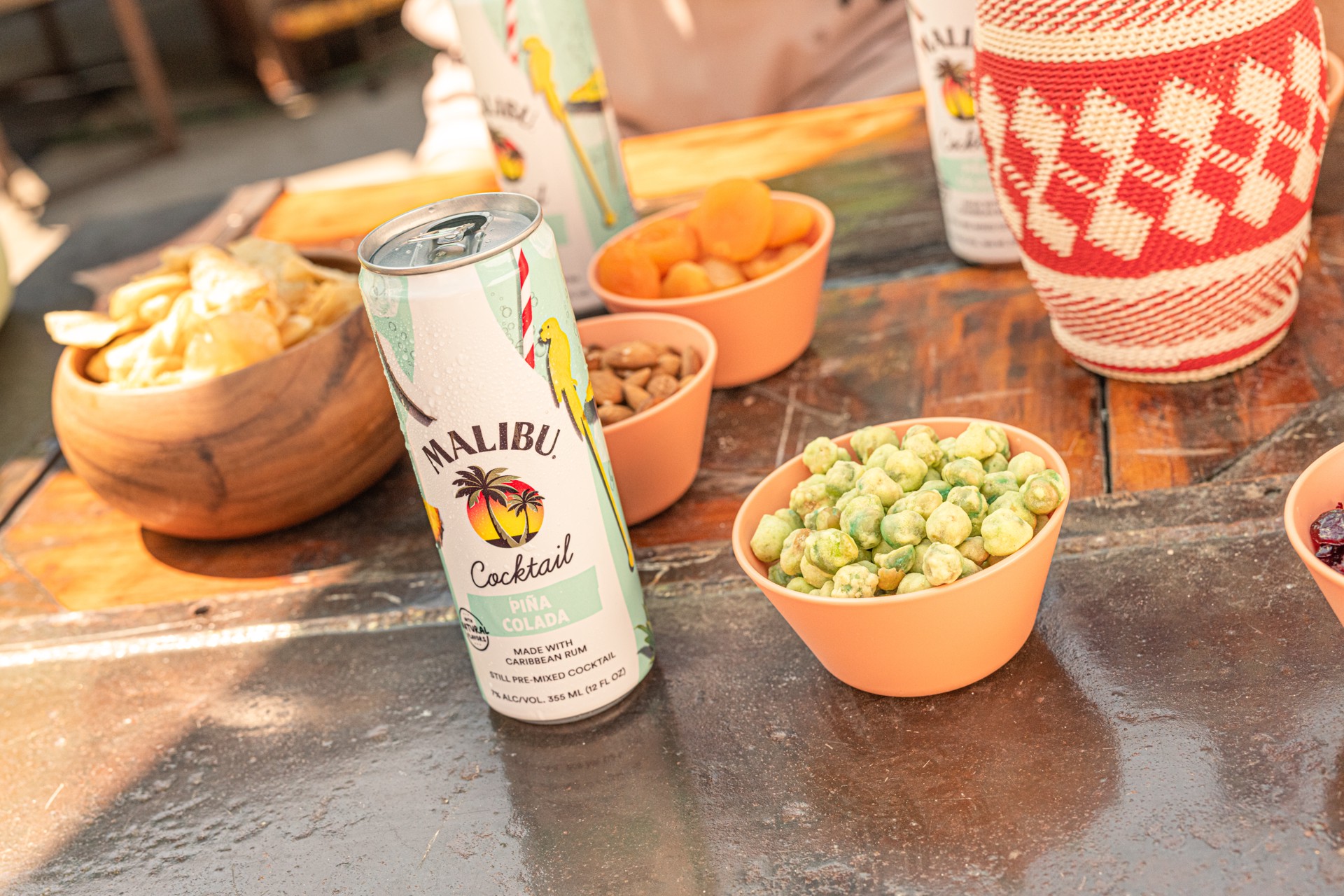 slide 4 of 6, Malibu Rum Cans Malibu Ready to Drink Cocktail Watermelon Mojito 355mL 4 pack, 14 Proof, 355 ml