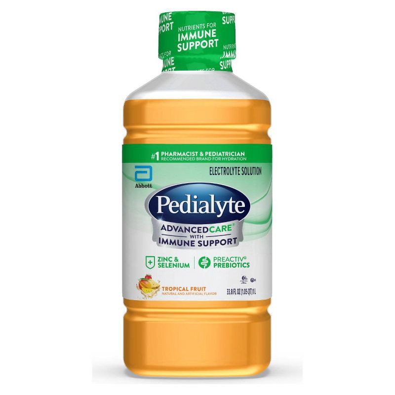 slide 1 of 9, Pedialyte Advanced Care Electrolyte Solution Hydration Drink - Tropical Fruit - 33.8 fl oz, 33.8 fl oz