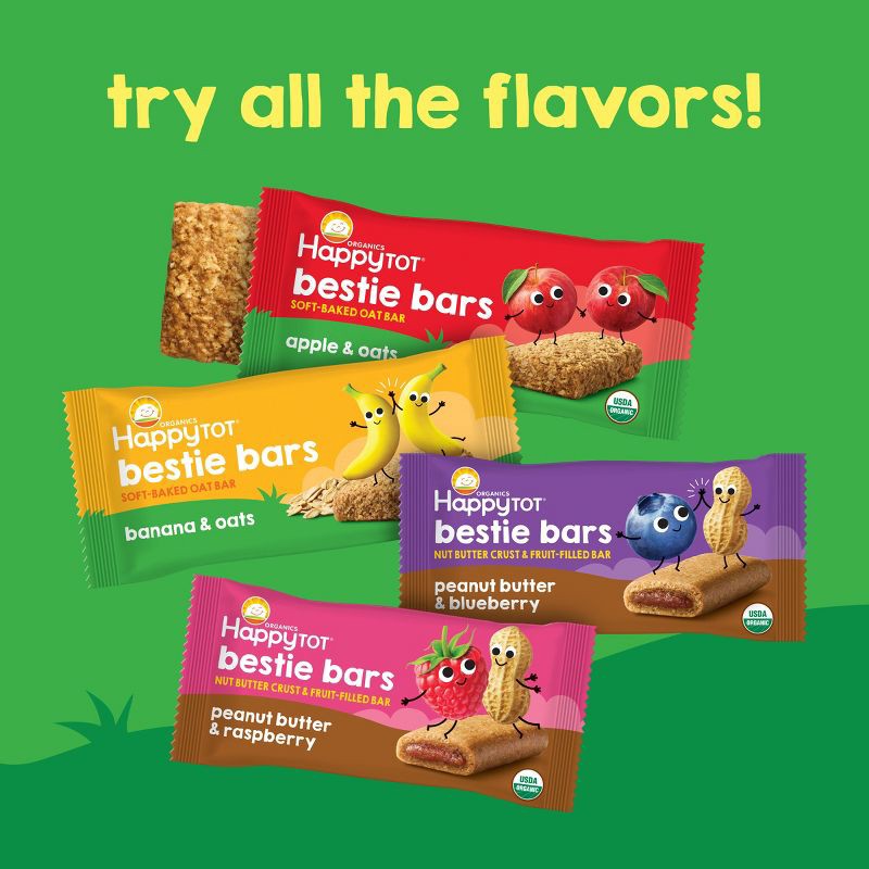 slide 7 of 16, Happy Baby HappyTot Fiber & Protein Organic Apples and Spinach Soft-Baked Oat Bar - 5ct/0.88oz Each, 5 ct, 0.88 oz