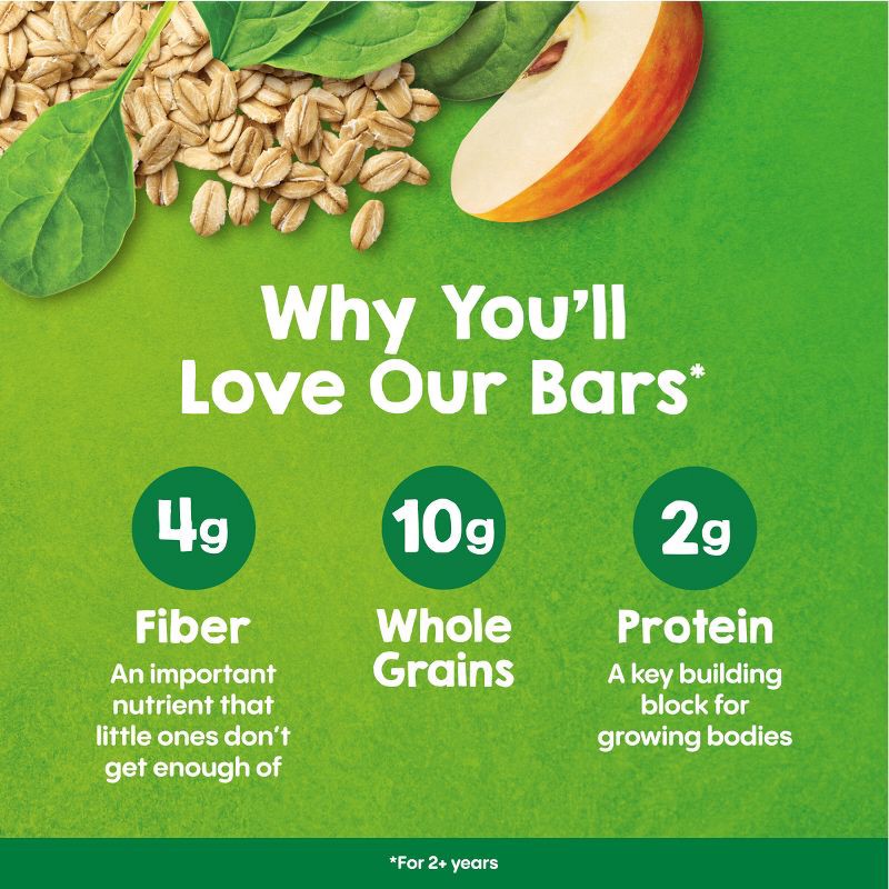 slide 14 of 16, Happy Baby HappyTot Fiber & Protein Organic Apples and Spinach Soft-Baked Oat Bar - 5ct/0.88oz Each, 5 ct, 0.88 oz