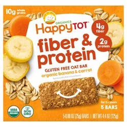 Happy Baby HappyTot Fiber & Protein Organic Bananas and Carrots Soft-Baked Oat Bar - 5ct/0.88oz Each