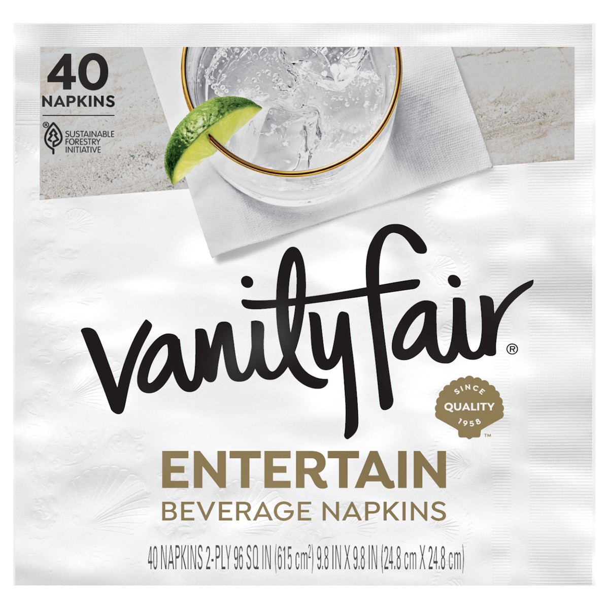 slide 2 of 10, Vanity Fair Entertain Paper Beverage Napkins, 40 Count, 40 ct