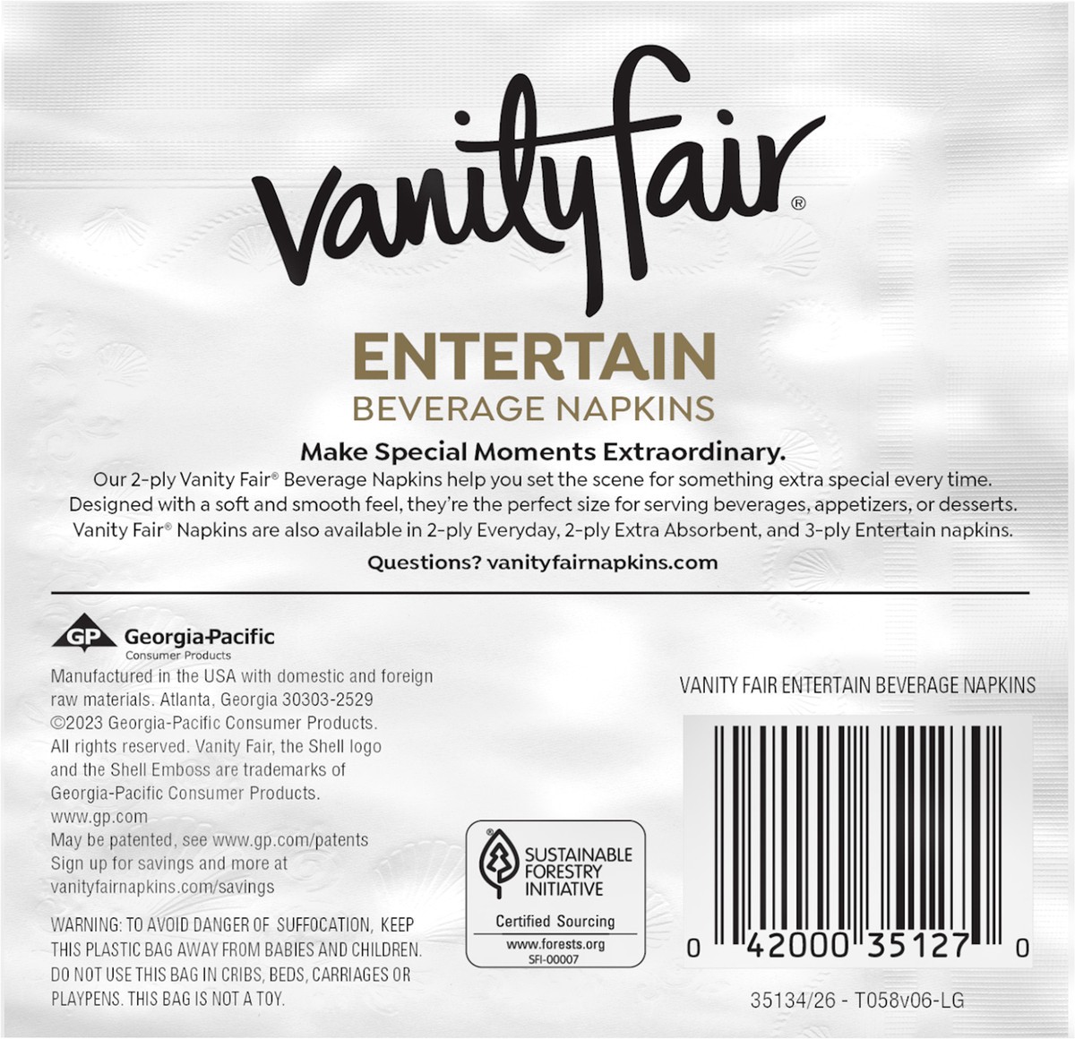 slide 3 of 10, Vanity Fair Entertain Paper Beverage Napkins, 40 Count, 40 ct