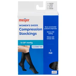 Meijer Women's Sheer Compression Socks, Black, Large, 1 Pr