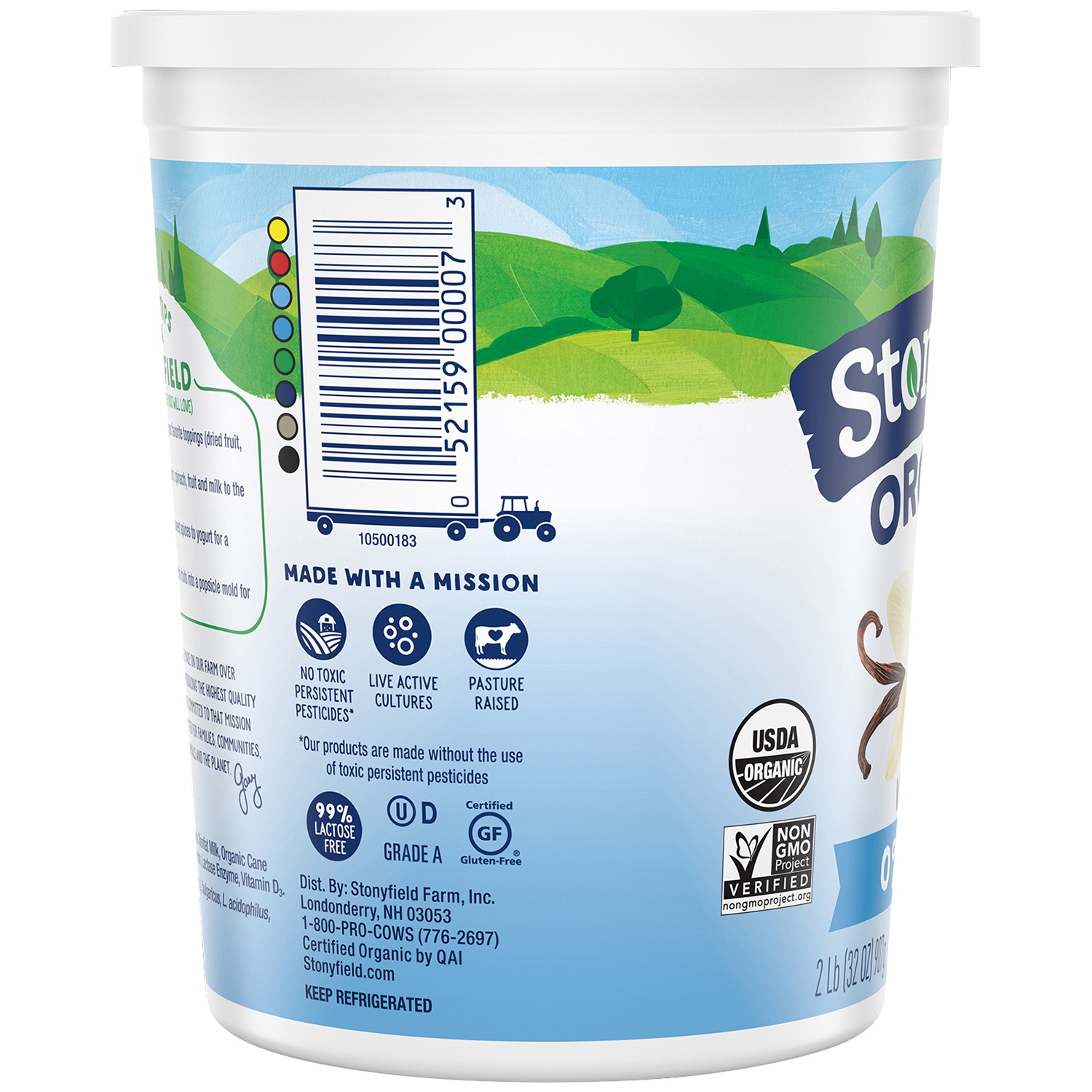 slide 2 of 2, Stonyfield Organic Nonfat Yogurt, Vanilla, 32 oz., 32 oz