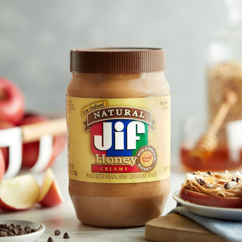 slide 6 of 6, Jif Natural Creamy Peanut Butter Spread and Honey - 40oz, 40 oz