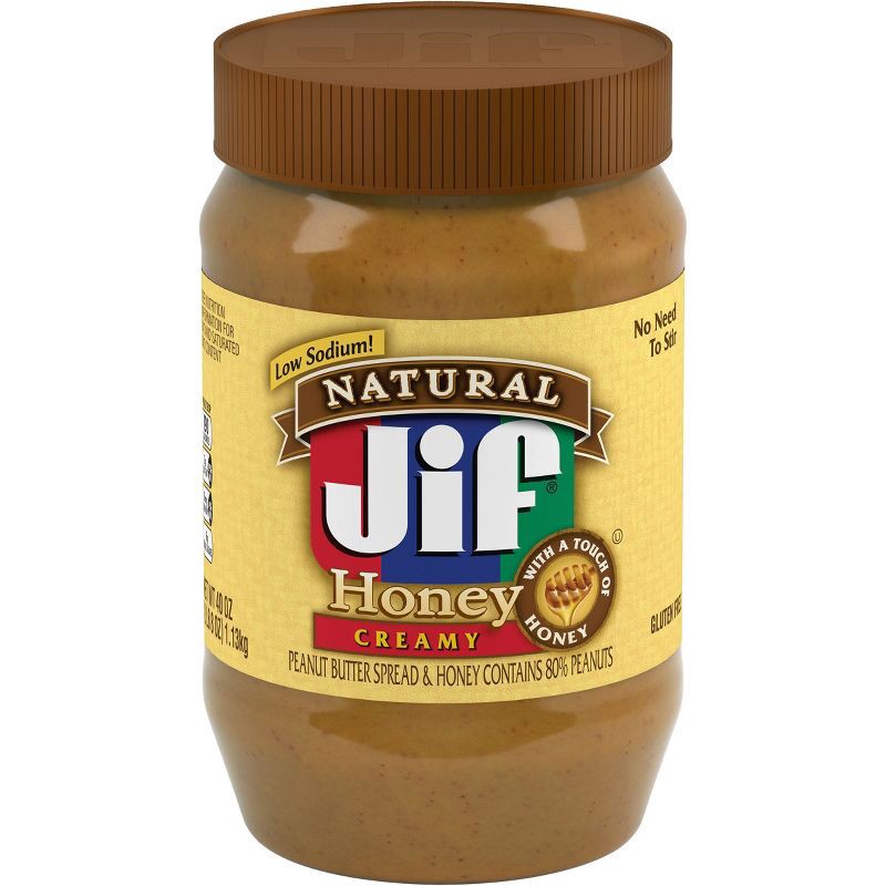 slide 1 of 5, Jif Natural Creamy Peanut Butter Spread and Honey - 40oz, 40 oz