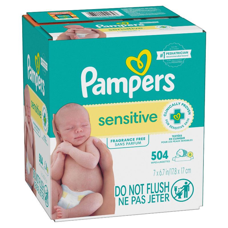 slide 2 of 14, Pampers Sensitive Baby Wipes - 504ct, 504 ct