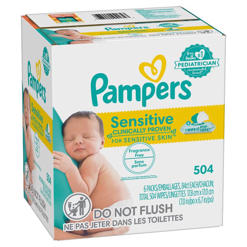 slide 9 of 10, Pampers Sensitive Baby Wipes - 504ct, 504 ct