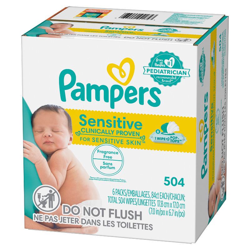 slide 10 of 10, Pampers Sensitive Baby Wipes - 504ct, 504 ct