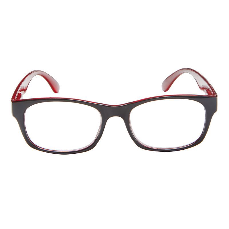 slide 2 of 7, ICU Eyewear Wink Glendale Reading Glasses - Large Black Rectangle - Red Interior +2.50, 1 ct