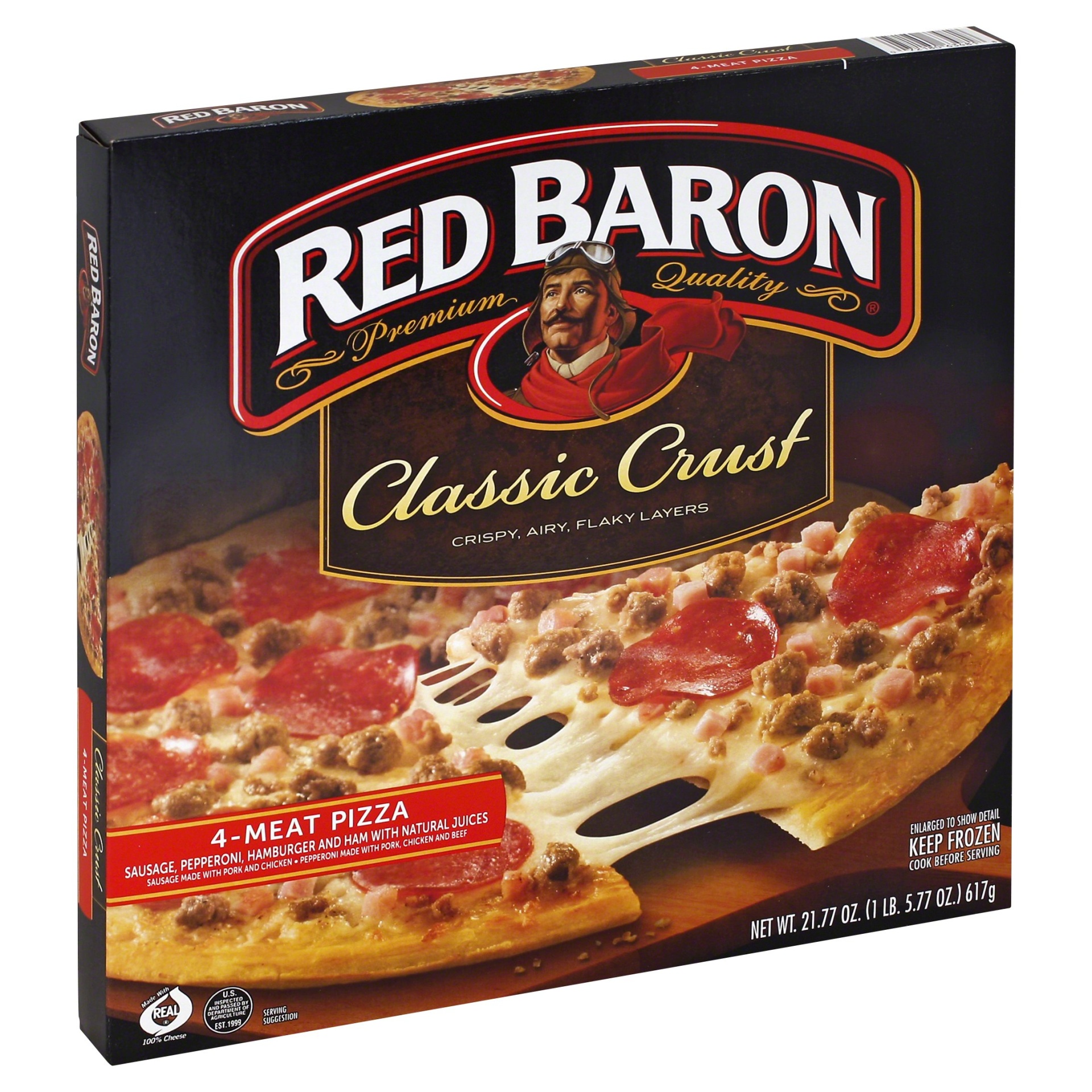 slide 1 of 5, Red Baron Pizzeria Style Classic Crust 4-Meat Pizza, 21 oz