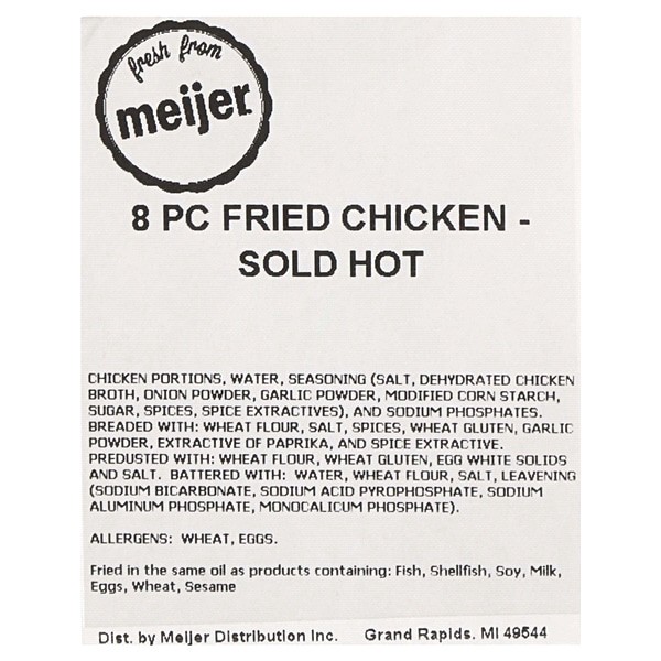 slide 4 of 5, Fresh from Meijer Fried Chicken, 8 Piece Sold Hot, 8 ct