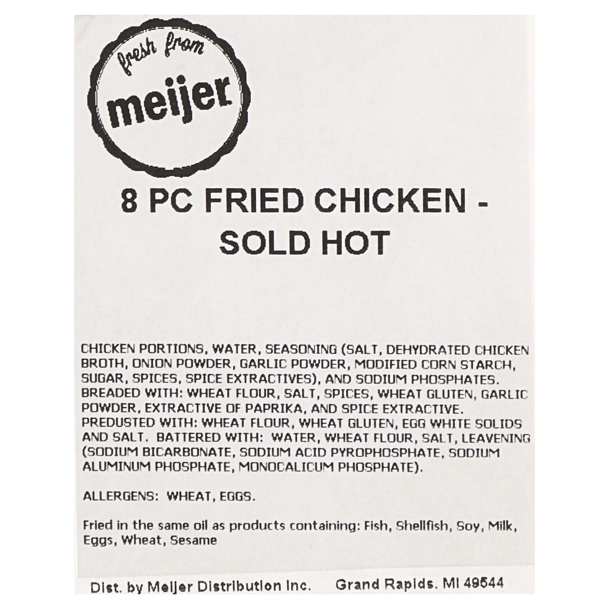 slide 5 of 5, Fresh from Meijer Fried Chicken, 8 Piece Sold Hot, 8 ct