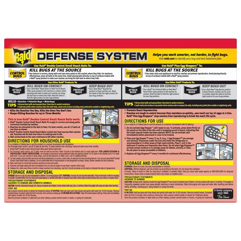slide 3 of 13, Raid Double Control Small Roach Baits Plus Egg Stoppers 12+3 ct: Indoor Insecticide, Avermectin Formula, 0.27 lb, 3 ct, 0.27 lb