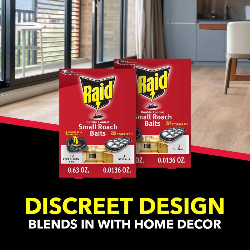 slide 7 of 13, Raid Double Control Indoor Small Roach Killer with Egg Stoppers - 12+3ct, 3 ct