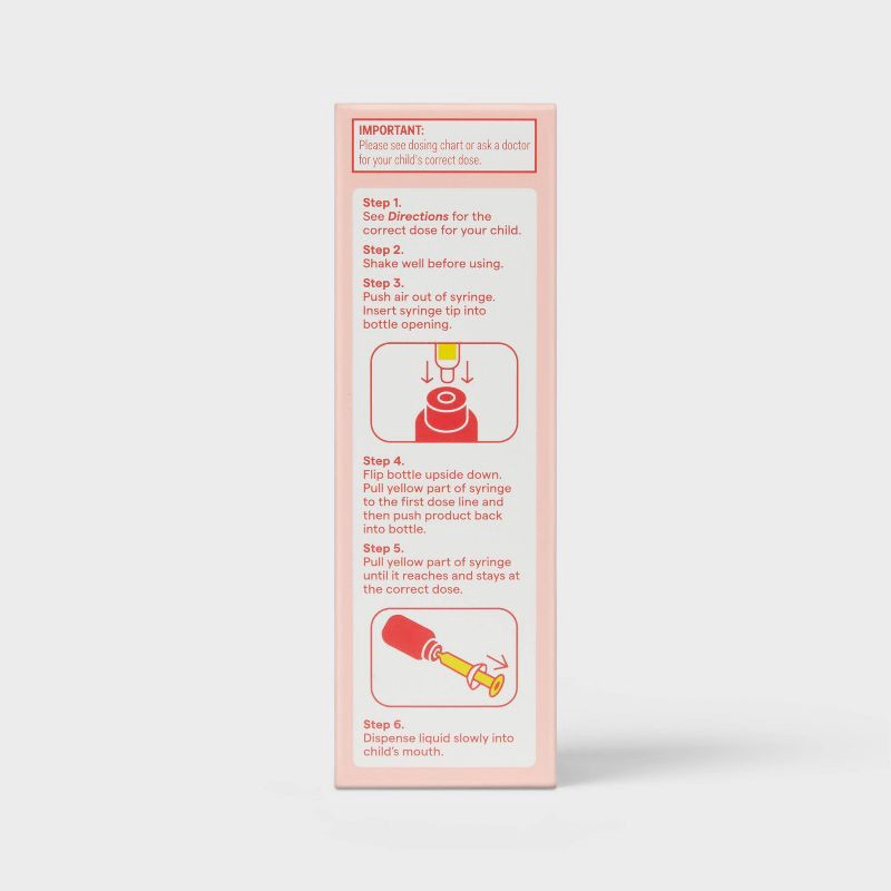 slide 5 of 6, Infants' Dye-Free Acetaminophen Fever Reducer/Pain Reliever Liquid - Grape - 2 fl oz - up&up™, 2 fl oz