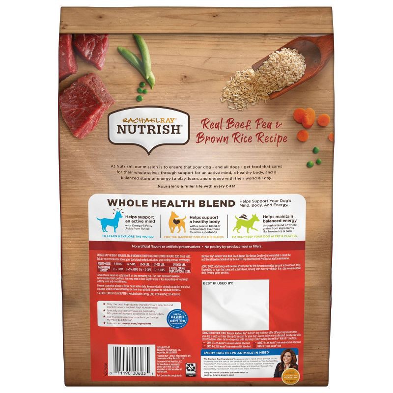 slide 2 of 8, Rachael Ray Nutrish Whole Health Blend Real Beef, Pea & Brown Rice Dry Dog Food - 6lbs, 6 lb