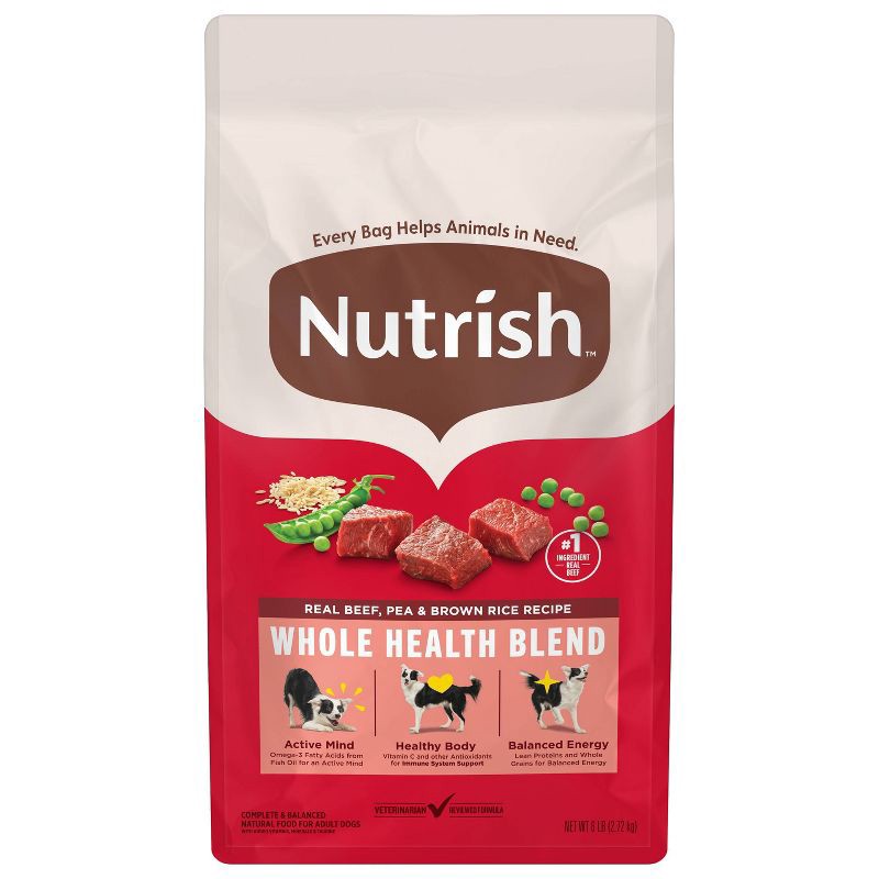 slide 1 of 10, Nutrish Whole Health Blend Real Beef, Pea & Brown Rice Recipe Dry Dog Food - 6lbs, 6 lb