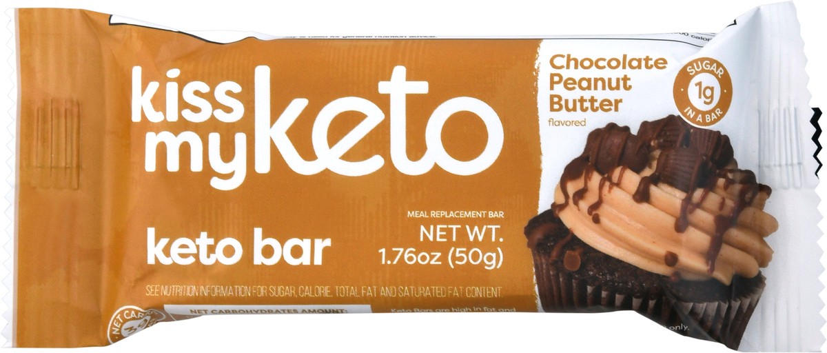 slide 6 of 9, Kiss My Keto Chocolate Peanut Butter Keto Bar 1.76 oz Wrapper, 1.76 oz