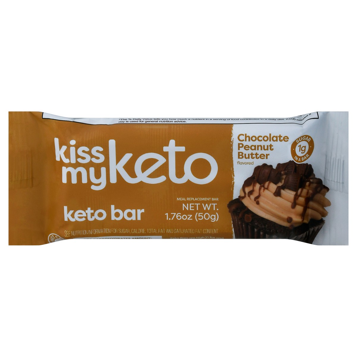 slide 1 of 9, Kiss My Keto Chocolate Peanut Butter Keto Bar 1.76 oz Wrapper, 1.76 oz