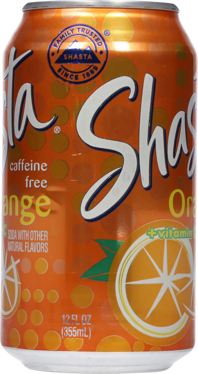 slide 8 of 9, Shasta Caffeine Free + Vitamin C Orange Soda 12 fl oz, 12 oz