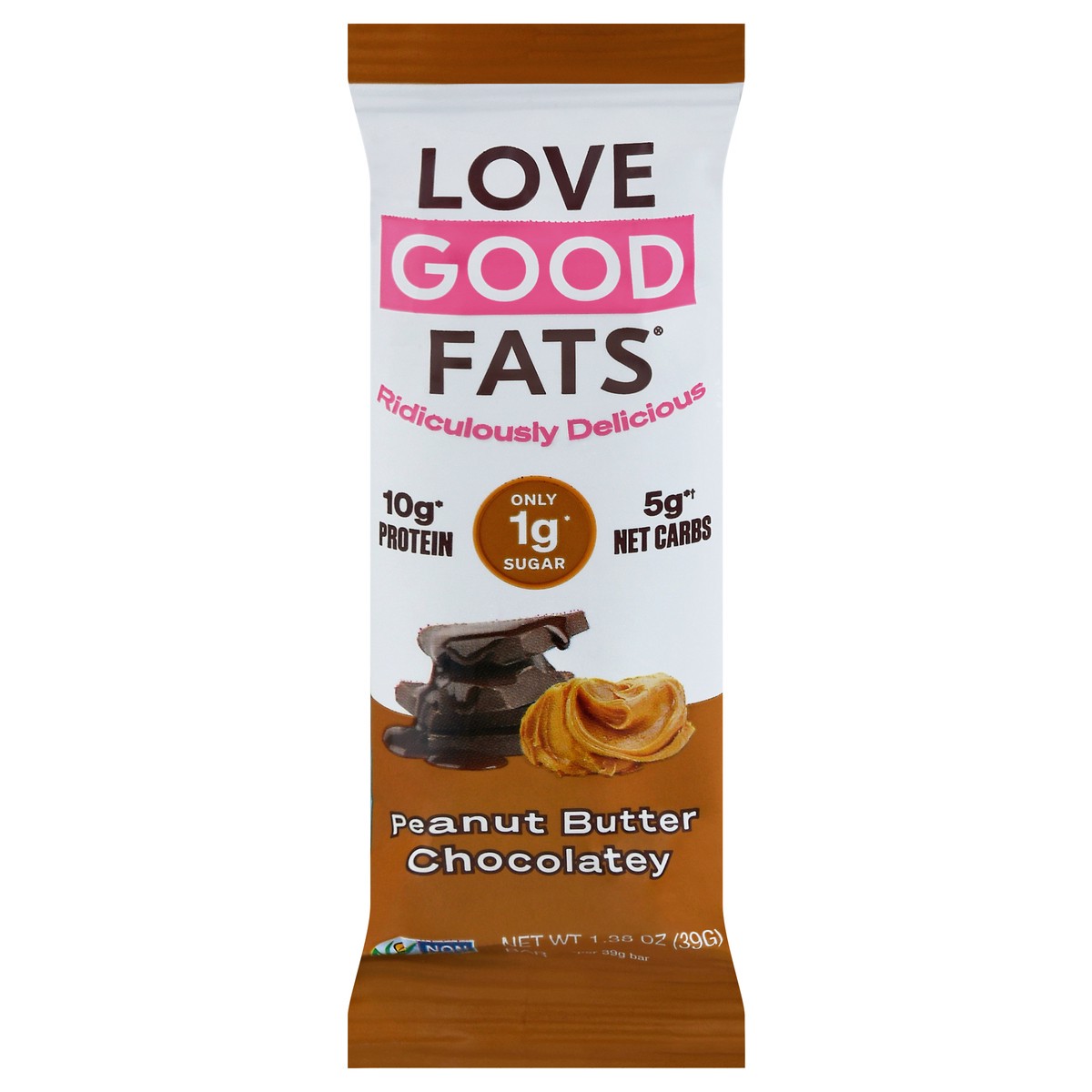 slide 3 of 13, Love Good Fats Peanut Butter Chocolatey Bar 1.38 oz, 1.38 oz