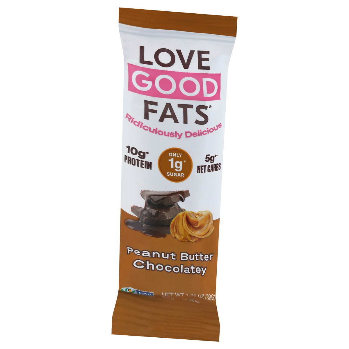 slide 5 of 13, Love Good Fats Peanut Butter Chocolatey Bar 1.38 oz, 1.38 oz