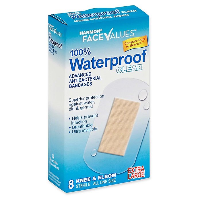 slide 1 of 1, Harmon Face Values Extra Large Waterproof Antibacterial Knee & Elbow Bandage, 8 ct