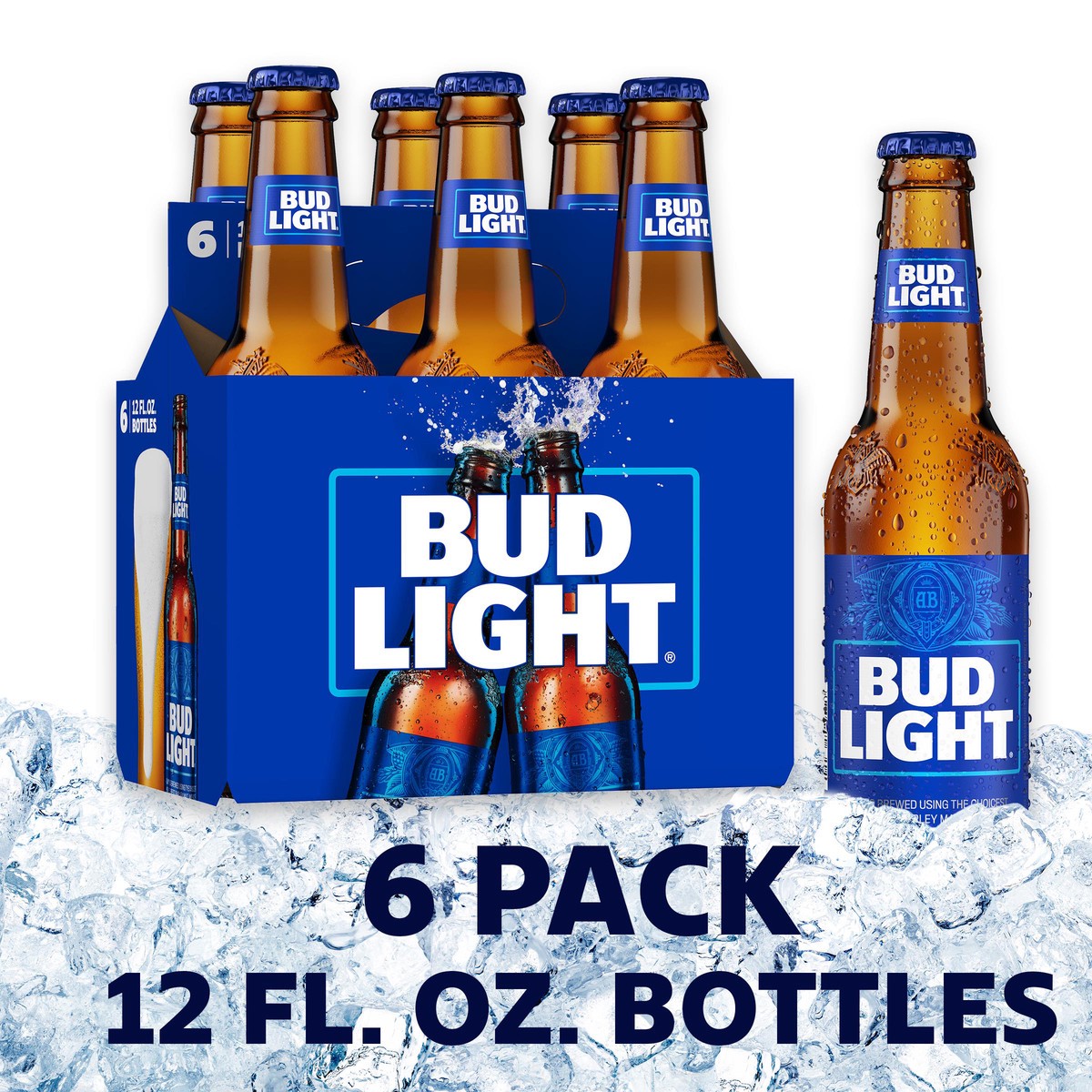 slide 1 of 11, Bud Light American Lager Beer 6 Pack, 12 fl oz Bottles, 72 fl oz