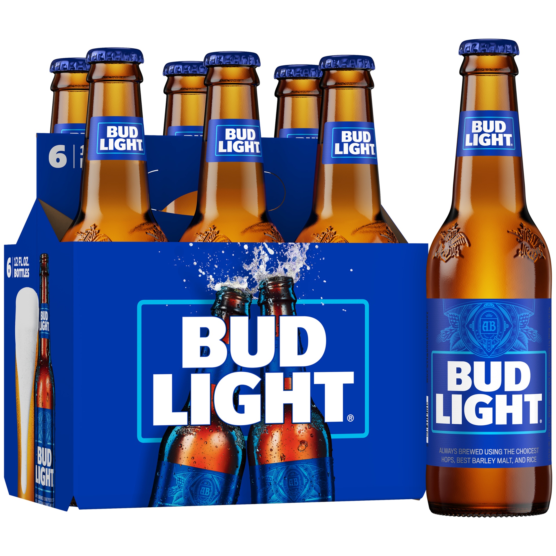 slide 1 of 6, Bud Light Beer  6 pk / 12 fl oz Bottles, 6 ct; 12 fl oz