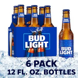 Bud Light American Lager Beer 6 Pack, 12 fl oz Bottles