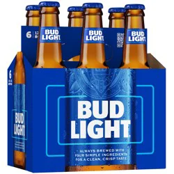 Bud Light American Lager Beer 6 Pack, 12 fl oz Bottles