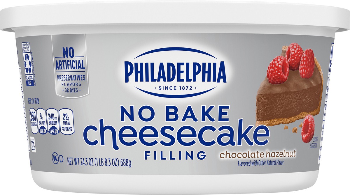 slide 6 of 14, Philadelphia No Bake Chocolate Hazelnut Cheesecake Filling, 24.3 oz Tub, 24.3 oz