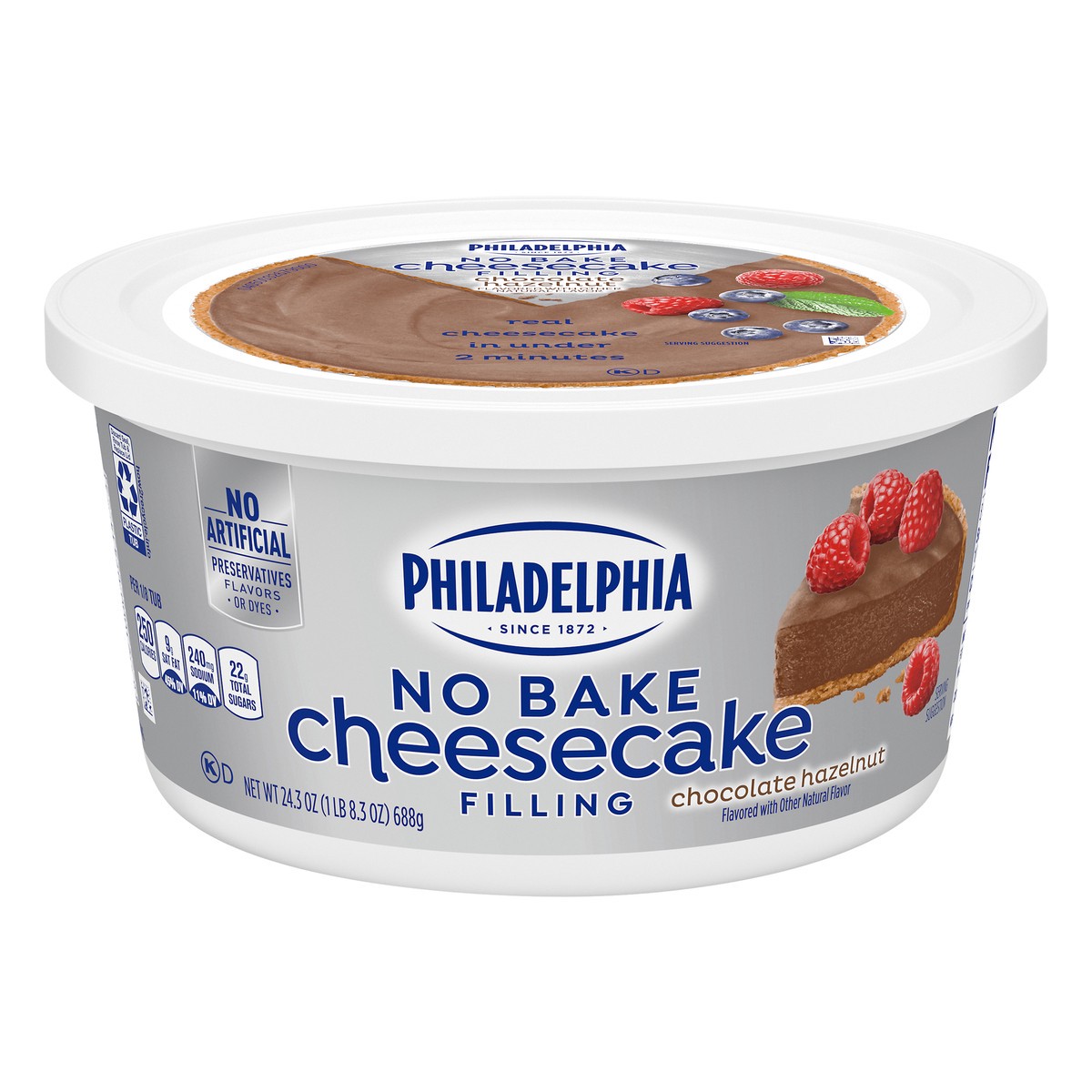 slide 8 of 14, Philadelphia No Bake Chocolate Hazelnut Cheesecake Filling, 24.3 oz Tub, 24.3 oz