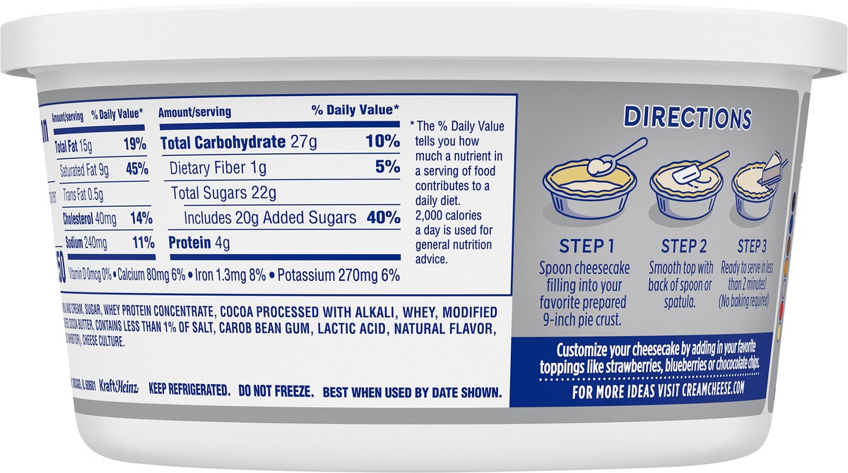 slide 11 of 14, Philadelphia No Bake Chocolate Hazelnut Cheesecake Filling, 24.3 oz Tub, 24.3 oz