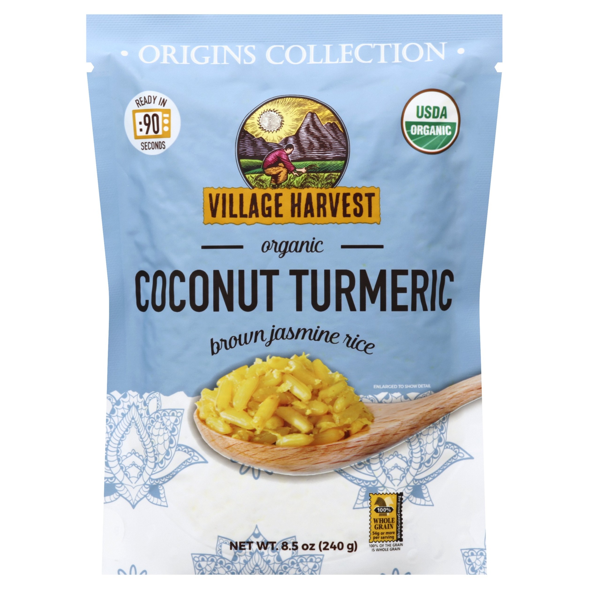 slide 1 of 1, Village Harvest Origins Collection Organic Coconut Turmeric Brown Jasmine Rice, 8.5 oz