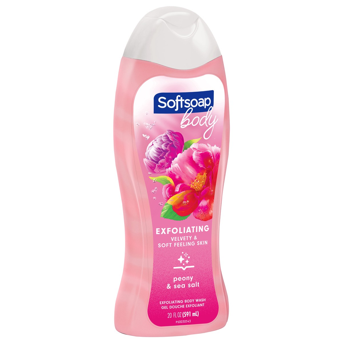 slide 5 of 8, Softsoap Exfoliating Body Wash, Pink Peony & Sea Salt - 20 Fluid Ounce, 20 fl oz