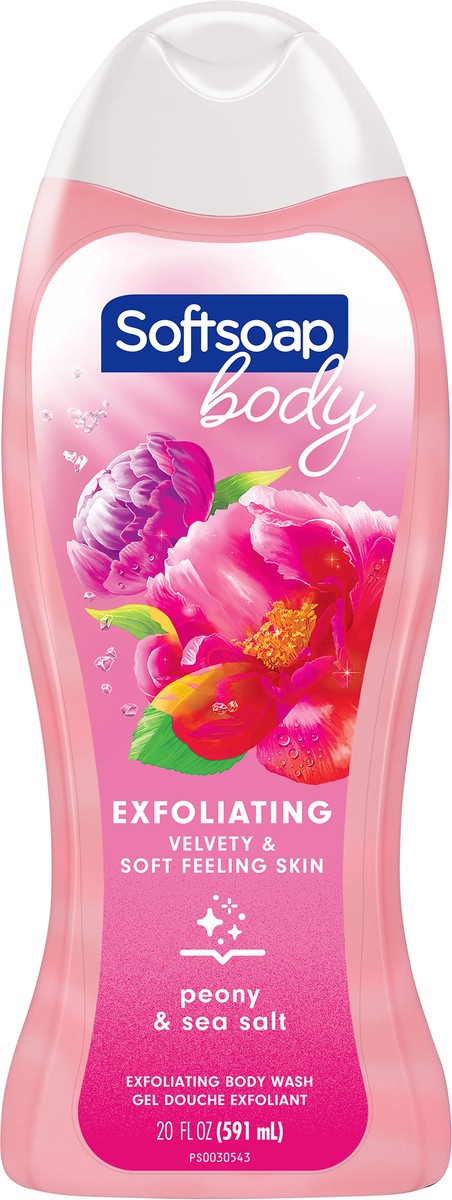 slide 3 of 8, Softsoap Exfoliating Body Wash, Pink Peony & Sea Salt - 20 Fluid Ounce, 20 fl oz